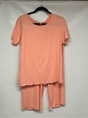 Women's Peach Short Sleeve Pajama Set - Soft Lounge Top & Shorts